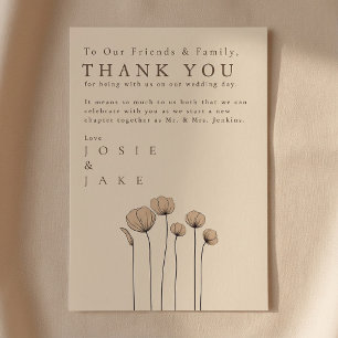 Fleurs modernes Mariage merci Table Card