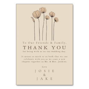 Fleurs modernes Mariage merci Table Card