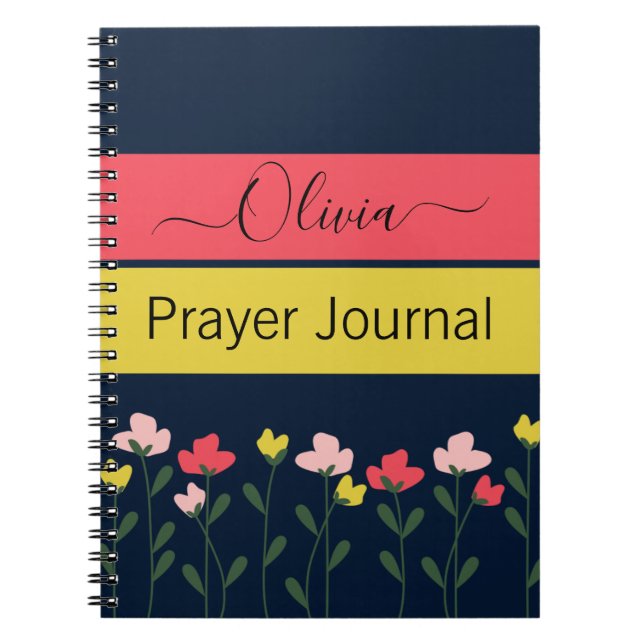 Fleurs modernes Marine Blue Prayer Journal (Devant)