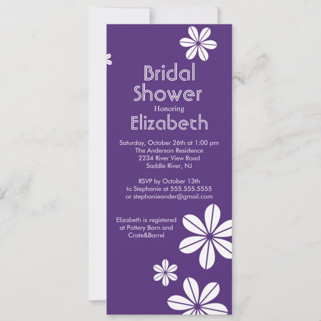 Fleurs Modes Douche nuptiale Invitation Violet (Devant)