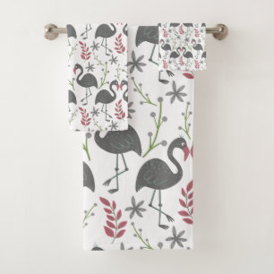 Fleurs motifs roses flamingo sans coutures, feuill