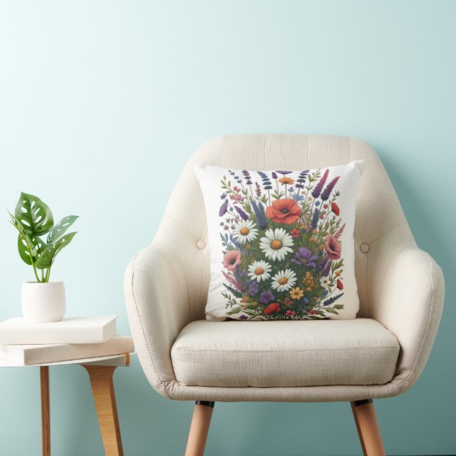 Fleurs Multicolores Lance Oreiller (Chaise)