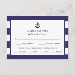 Fleurs nautiques   Navy Blue RSVP avec choix de re