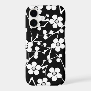 Fleurs noires et blanches avec perles