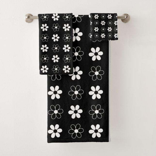 Fleurs noires et blanches modernes en noir (En situation)