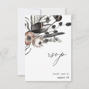 Fleurs noires et naturelles avec RSVP de repas