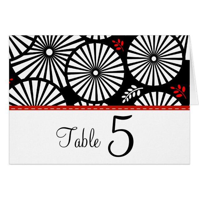 Fleurs noires et noires rétro Carte Numéro de tabl (Devant horizontal)