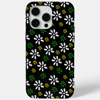 Fleurs noires Motif iPhone 15 Pro Max Coque