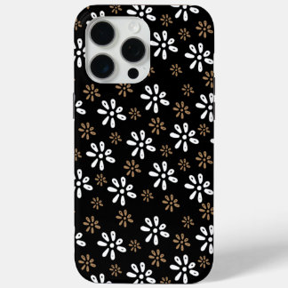 Fleurs noires Motif iPhone 15 Pro Max Coque