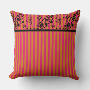 Fleurs noires sur rose - Oreiller