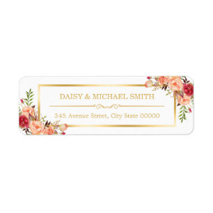 Fleurs orange rustiques Cadre or blanc chic