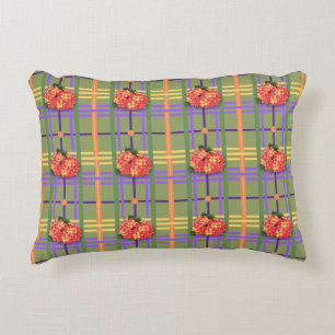 Fleurs orange sur Coussin d'accentuation vert mous