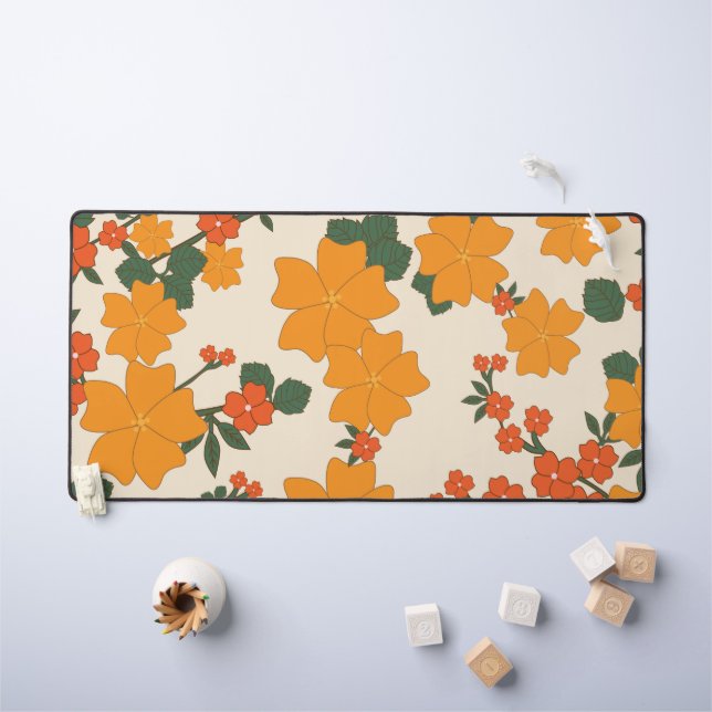 Fleurs Oranges, Motif Floral, Motif De Fleurs (Tableau pour enfants)