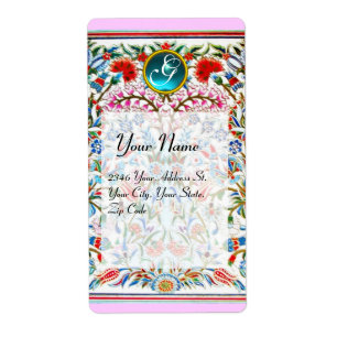 FLEURS ORIENTALES DAMAS MONOGRAMME Bleu Rose