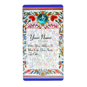 FLEURS ORIENTALES DAMASK MONOGRAM Bleu rouge