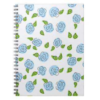 Fleurs ouvertes bleu clair sur Carnet spiral blanc
