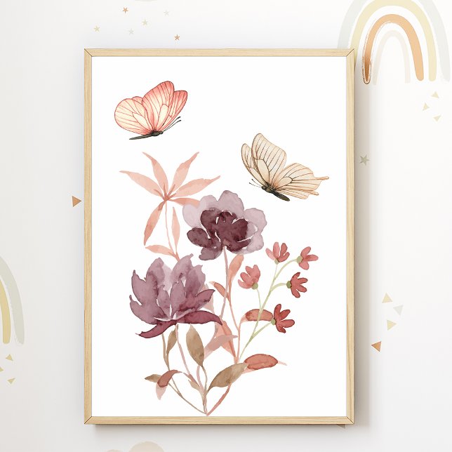 Fleurs Papillon Nursery Poster Enfants Décor de la (Créateur téléchargé)