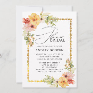 Fleurs Pastel Modern Bridal Shower Invitation