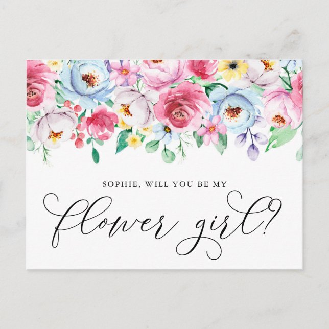 Fleurs Pastel Serez-Vous Ma Carte Fille Fleur (Devant)