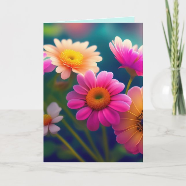 FLEURS PENSANT À VOUS CARTE DE SALUT CHER (Devant)