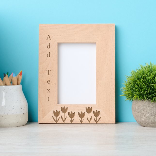 Fleurs personnalisées Cadre en bois gravé (Recto)