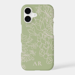 Fleurs personnalisées Vert Sauge Beige Dessin au t
