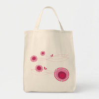 Fleurs pointillées roses et oiseaux heureux Sac fo