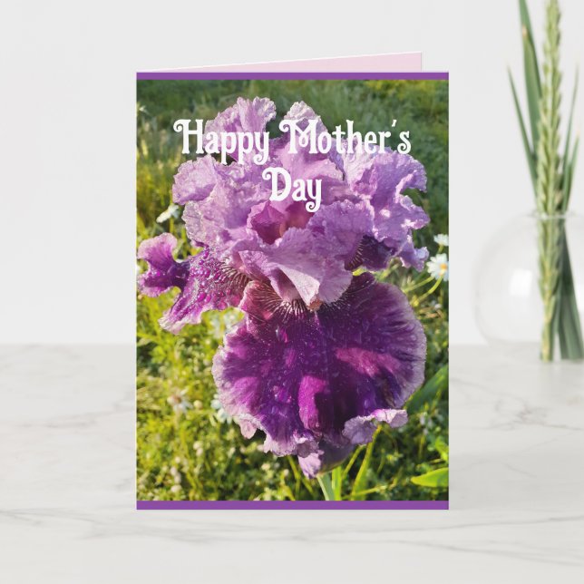 Fleurs pourpres Floral Iris Irises Carte de jour d (Devant)