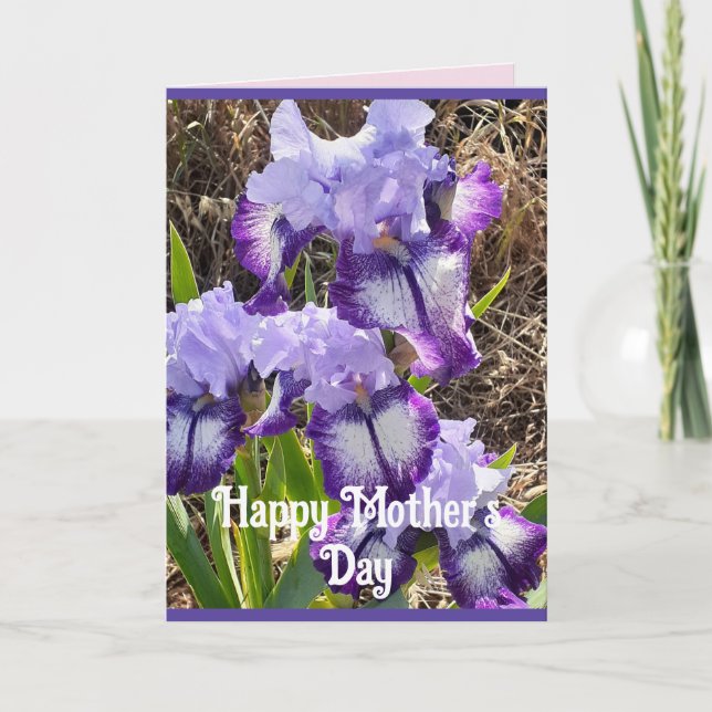 Fleurs pourpres Floral Iris Irises Carte de jour d (Devant)