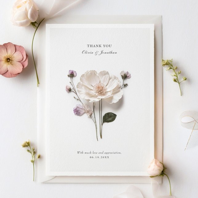 Fleurs Pressées Élégante Carte de remerciements de (Créateur téléchargé)