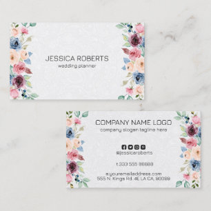 Fleurs printanières colorées bordure mini carte de