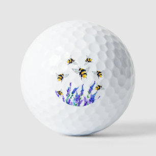 Fleurs printanières et balles de golf d'abeilles v