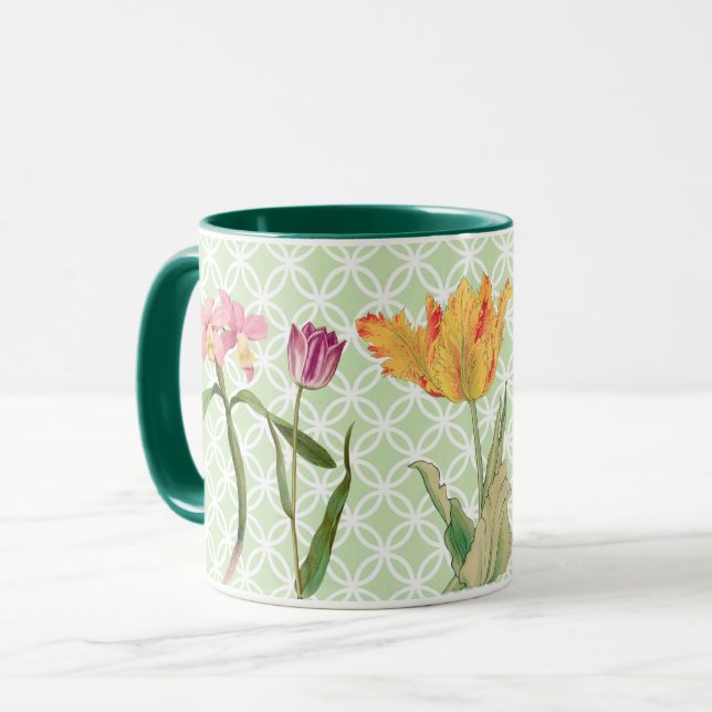 Fleurs printanières Style Vintage Retro Mug (Devant gauche)
