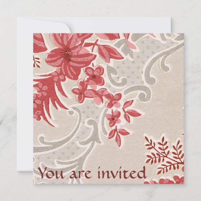Fleurs rayées Invitation papier peint Vintage (Devant)