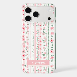 Fleurs rayées rose personnalisées
