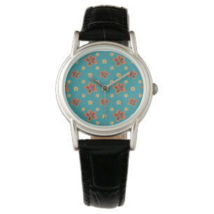 Fleurs Rétro et Points sur Montre de Poignet Sarce
