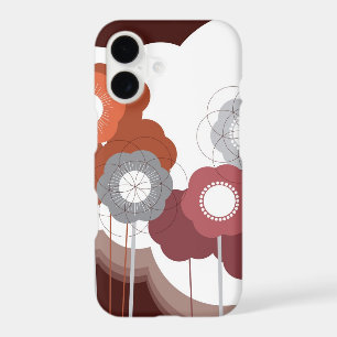 Fleurs Rétro Marron Mod Fleurs Chic Art Abstrait
