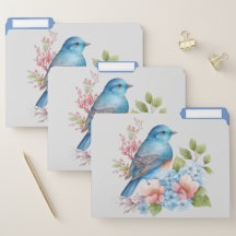 Fleurs romantiques et dossier d'oiseau bleu