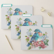 Fleurs romantiques et dossier d'oiseau bleu