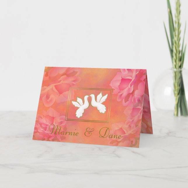 FLEURS ROMANTIQUES FAIRE-PART DE MARIAGE ROSES AMO (Devant)