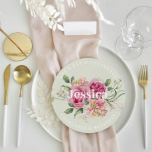 Fleurs romantiques Mariage Carte et menu de la pla