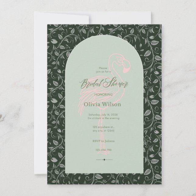 fleurs rose flamingo Douche nuptiale Invitation (Devant)