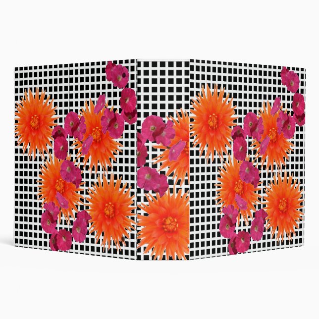 Fleurs rose orange Classeur chèque blanc noir (Arrière-plan)