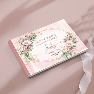 Fleurs Rose Pâle Eucalyptus Livre d'Or Bébé Fille