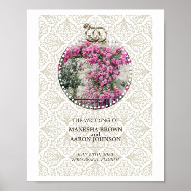 Fleurs ROSE - Poster Mariage (Devant)