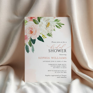 Fleurs rose vierge Invitation douche nuptiale