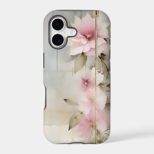 Fleurs roses Abstraites avec flux or