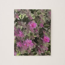Fleurs roses au milieu du Puzzle vert
