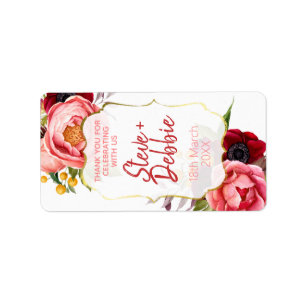 Fleurs roses blanches Mariage Favoriser Étiquette 