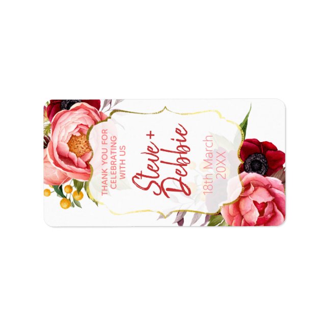 Fleurs roses blanches Mariage Favoriser Étiquette  (Devant)